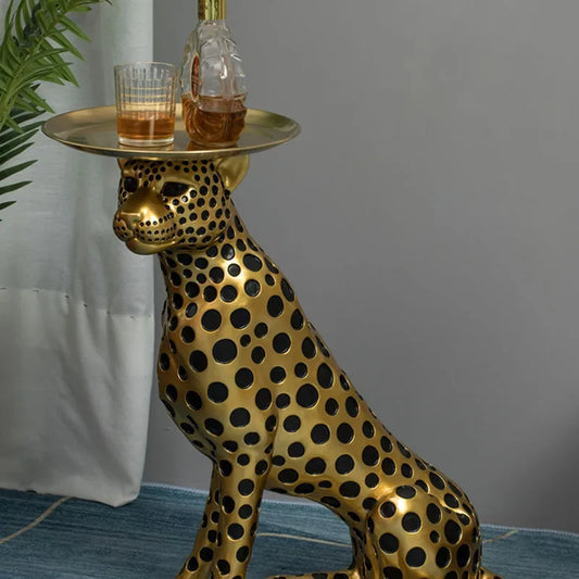 Leopard Luxe Side Table Gold